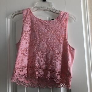 Pink Lace Sleeveless Top